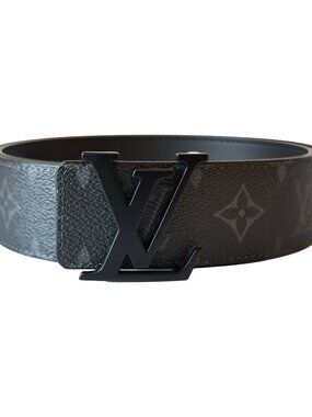 Louis Vuitton Initiales Matte Black Buckle Reversible Belt Monogram Eclipse Blac